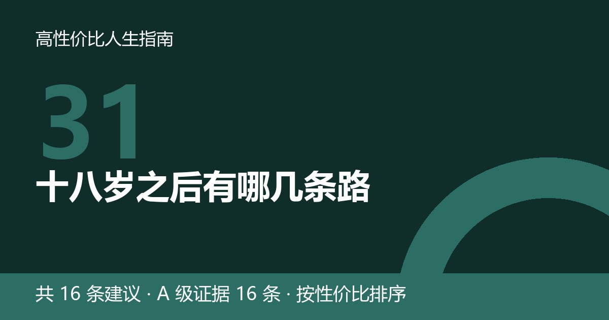 第 31 节封面：十八岁之后有哪几条路
